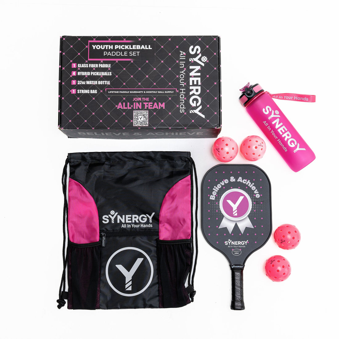 Synergy pink youth pickleball paddle set