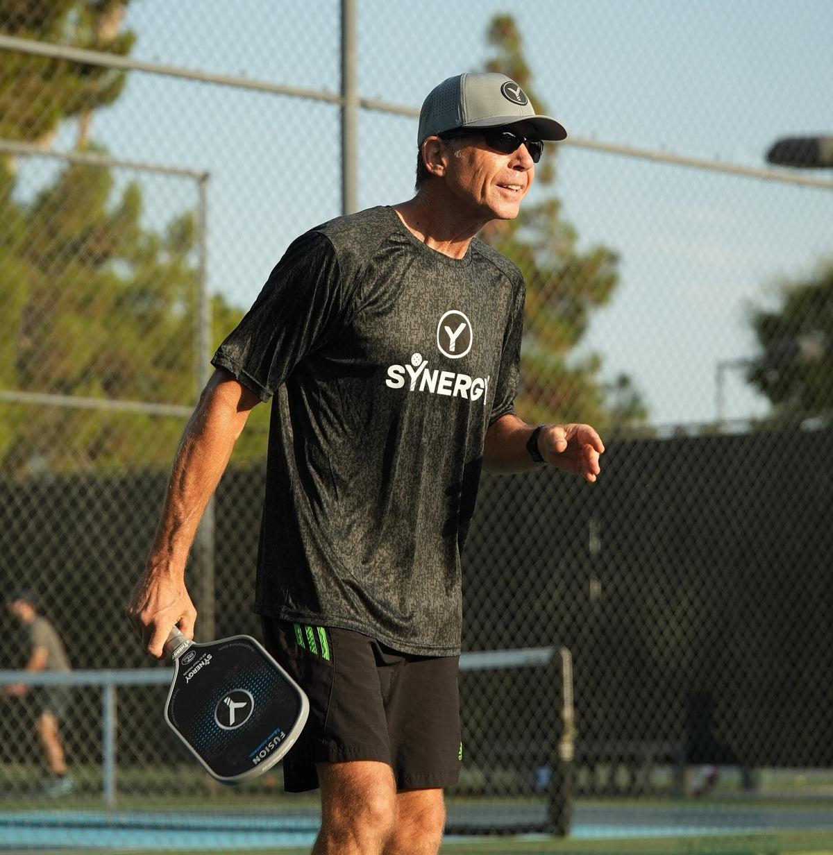 Real Synergy player on an outdoor pickleball court